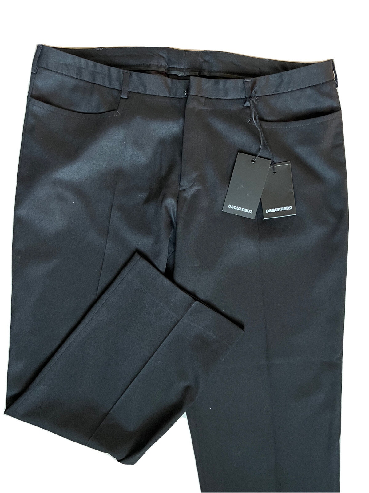 Nwt $690 Dsquared2 Men's Wool Modern Dress Pants Black Size 38 Us (54 Euro)